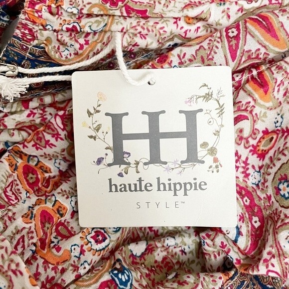 NWT Haute Hippie Tiered Maxi Dress Red Blue Floral Size 8 Prairie Boho Cowgirl - Picture 9 of 12